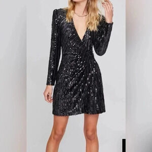 ASTR the label Women's Paris Velvet Sequin Wrap Mini Dress Small